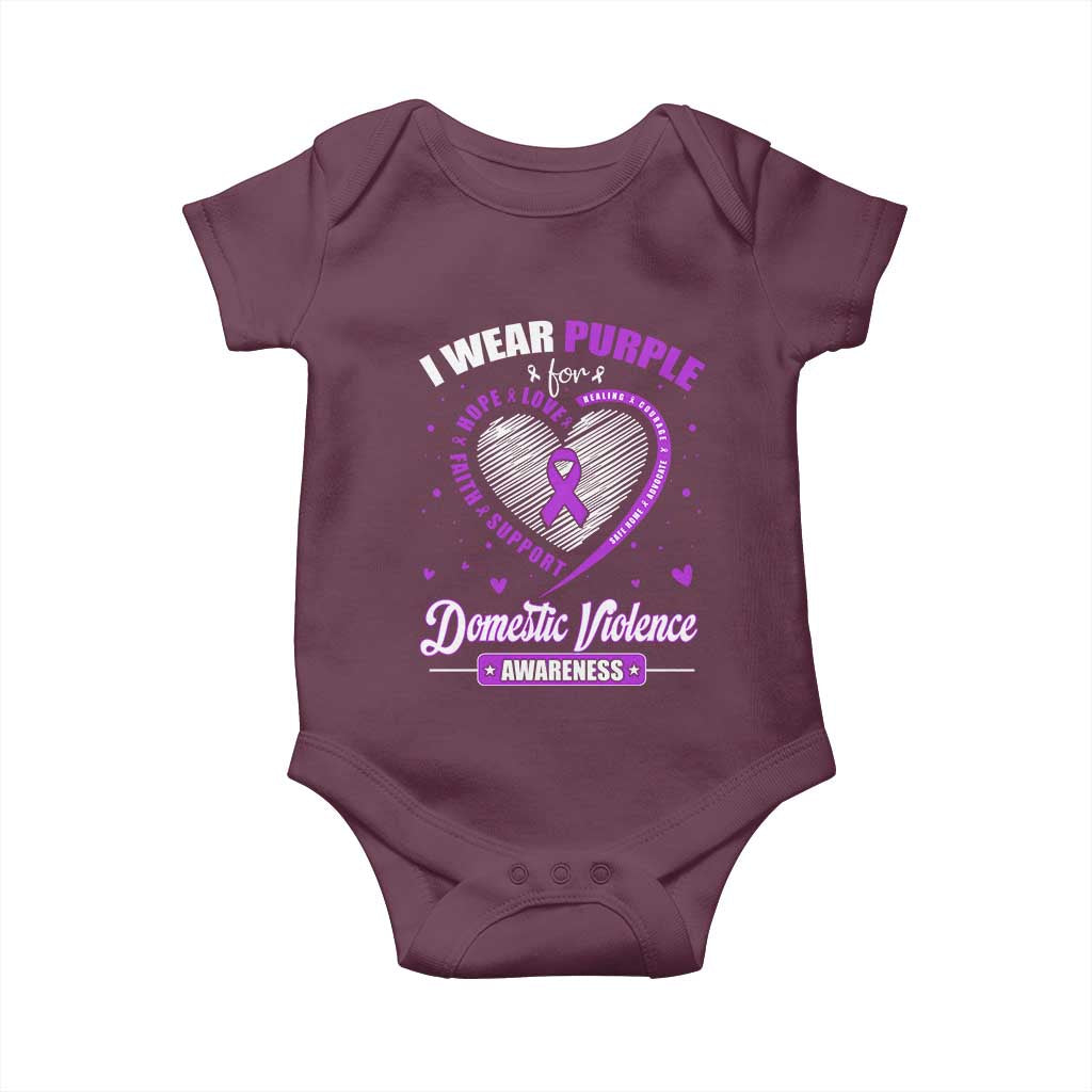 Domestic Violence Awareness Baby Onesie Purple Ribbon Support Survivor - Wonder Print Shop
