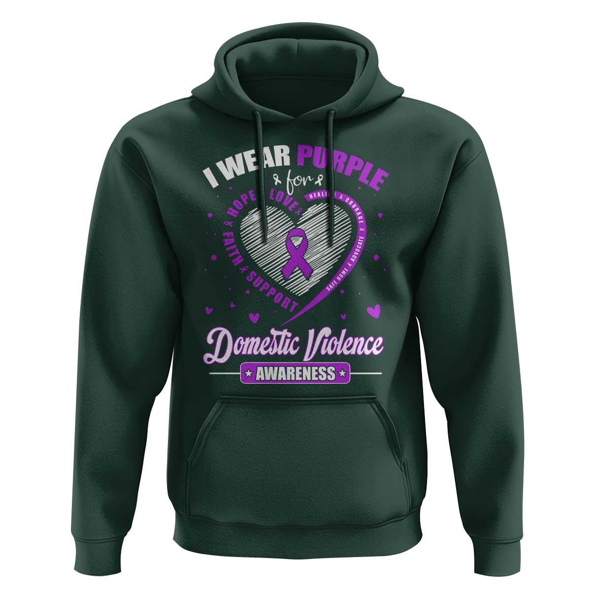 Domestic Violence Awareness Hoodie Purple Ribbon Support Survivor - Wonder Print Shop