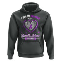 Domestic Violence Awareness Hoodie Purple Ribbon Support Survivor - Wonder Print Shop