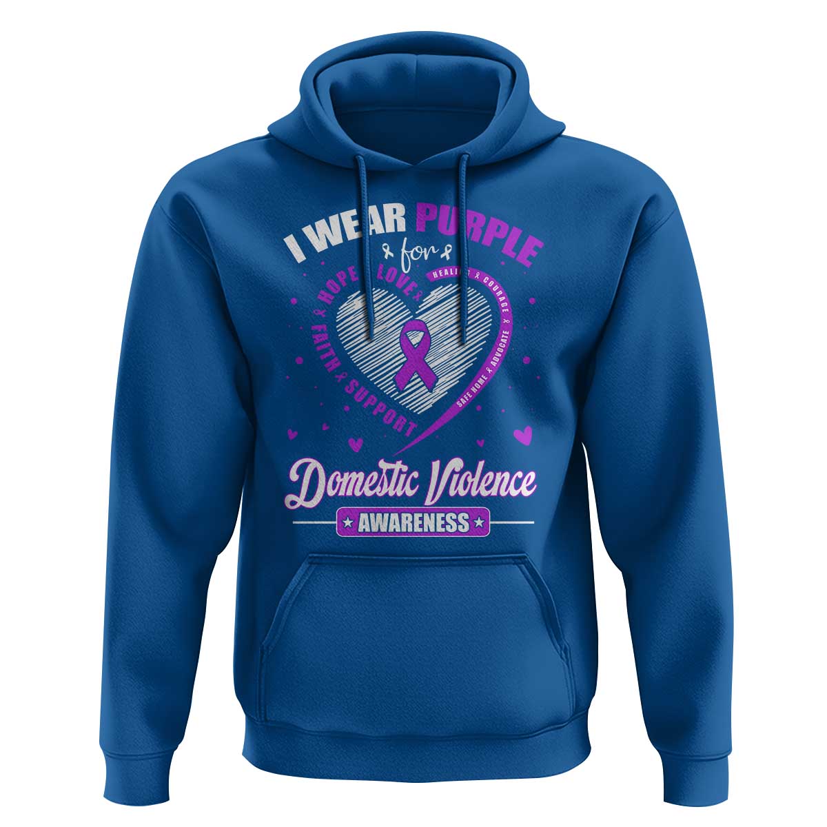 Domestic Violence Awareness Hoodie Purple Ribbon Support Survivor - Wonder Print Shop