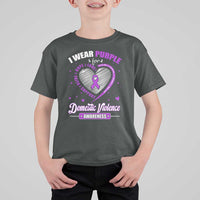 Domestic Violence Awareness T Shirt For Kid Purple Ribbon Support Survivor - Wonder Print Shop