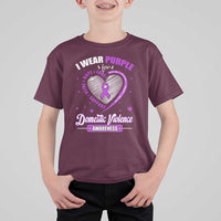 Domestic Violence Awareness T Shirt For Kid Purple Ribbon Support Survivor - Wonder Print Shop