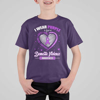 Domestic Violence Awareness T Shirt For Kid Purple Ribbon Support Survivor - Wonder Print Shop
