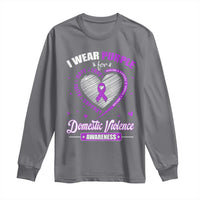 Domestic Violence Awareness Long Sleeve Shirt Purple Ribbon Support Survivor - Wonder Print Shop