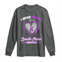 Domestic Violence Awareness Long Sleeve Shirt Purple Ribbon Support Survivor - Wonder Print Shop