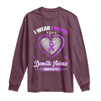 Domestic Violence Awareness Long Sleeve Shirt Purple Ribbon Support Survivor - Wonder Print Shop