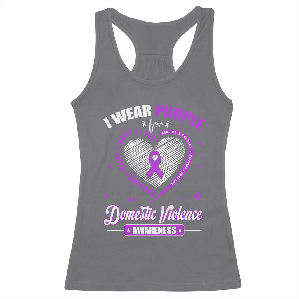 Domestic Violence Awareness Racerback Tank Top Purple Ribbon Support Survivor - Wonder Print Shop