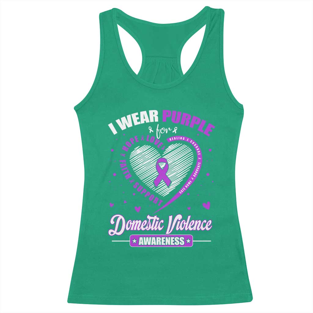 Domestic Violence Awareness Racerback Tank Top Purple Ribbon Support Survivor - Wonder Print Shop