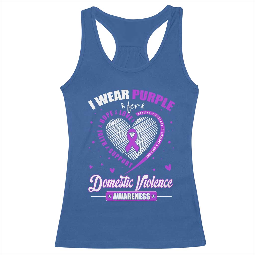 Domestic Violence Awareness Racerback Tank Top Purple Ribbon Support Survivor - Wonder Print Shop