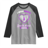 Domestic Violence Awareness Raglan Shirt Purple Ribbon Support Survivor - Wonder Print Shop
