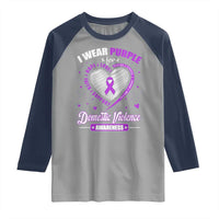 Domestic Violence Awareness Raglan Shirt Purple Ribbon Support Survivor - Wonder Print Shop