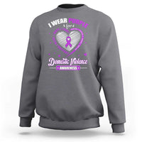 Domestic Violence Awareness Sweatshirt Purple Ribbon Support Survivor - Wonder Print Shop