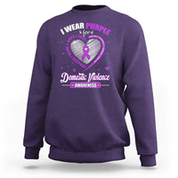Domestic Violence Awareness Sweatshirt Purple Ribbon Support Survivor - Wonder Print Shop
