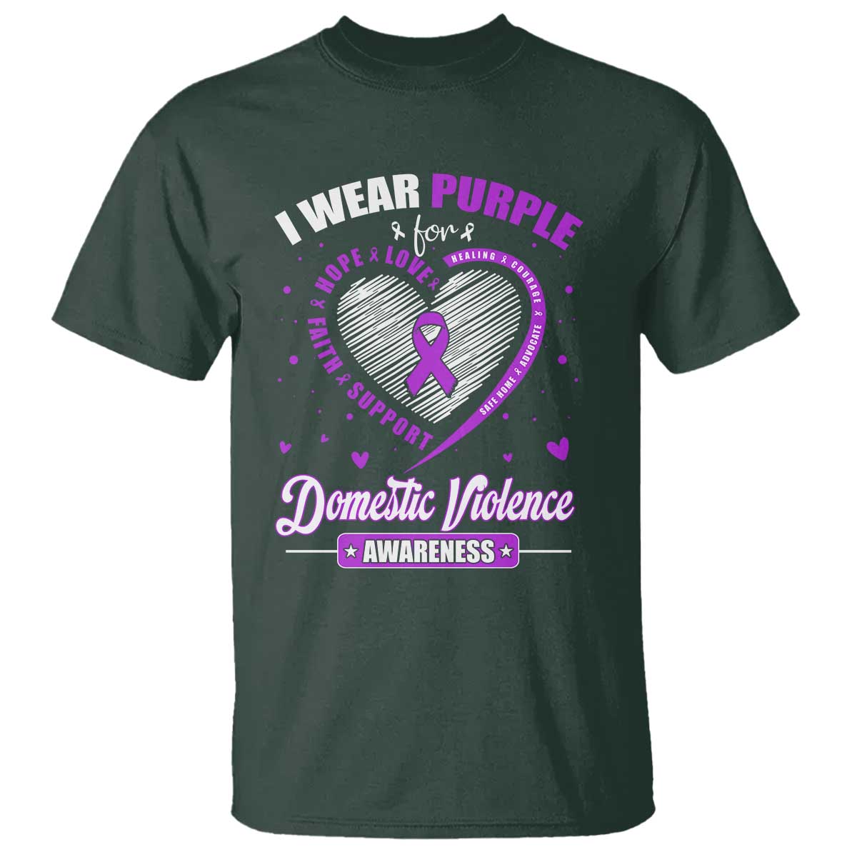 Domestic Violence Awareness T Shirt Purple Ribbon Support Survivor - Wonder Print Shop
