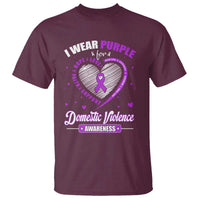 Domestic Violence Awareness T Shirt Purple Ribbon Support Survivor - Wonder Print Shop