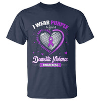 Domestic Violence Awareness T Shirt Purple Ribbon Support Survivor - Wonder Print Shop