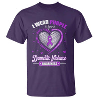 Domestic Violence Awareness T Shirt Purple Ribbon Support Survivor - Wonder Print Shop