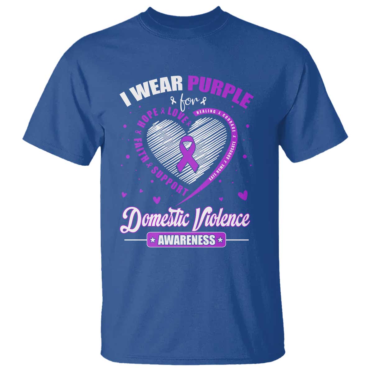 Domestic Violence Awareness T Shirt Purple Ribbon Support Survivor - Wonder Print Shop
