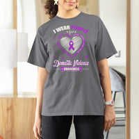 Domestic Violence Awareness T Shirt For Women Purple Ribbon Support Survivor - Wonder Print Shop