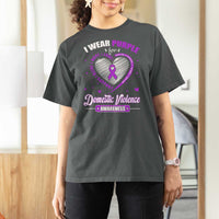 Domestic Violence Awareness T Shirt For Women Purple Ribbon Support Survivor - Wonder Print Shop
