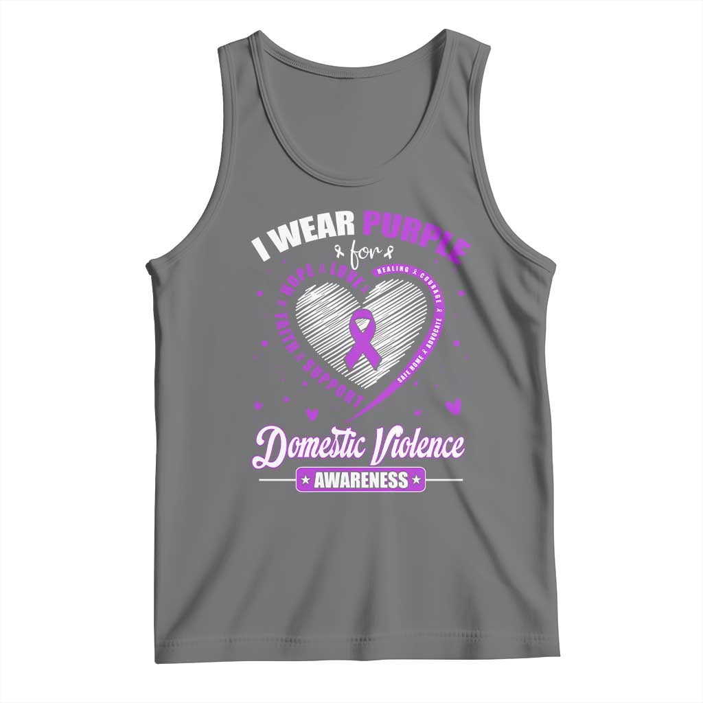 Domestic Violence Awareness Tank Top Purple Ribbon Support Survivor - Wonder Print Shop