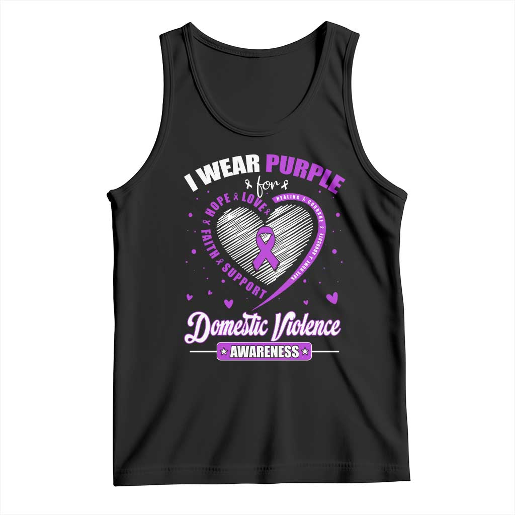 Domestic Violence Awareness Tank Top Purple Ribbon Support Survivor - Wonder Print Shop