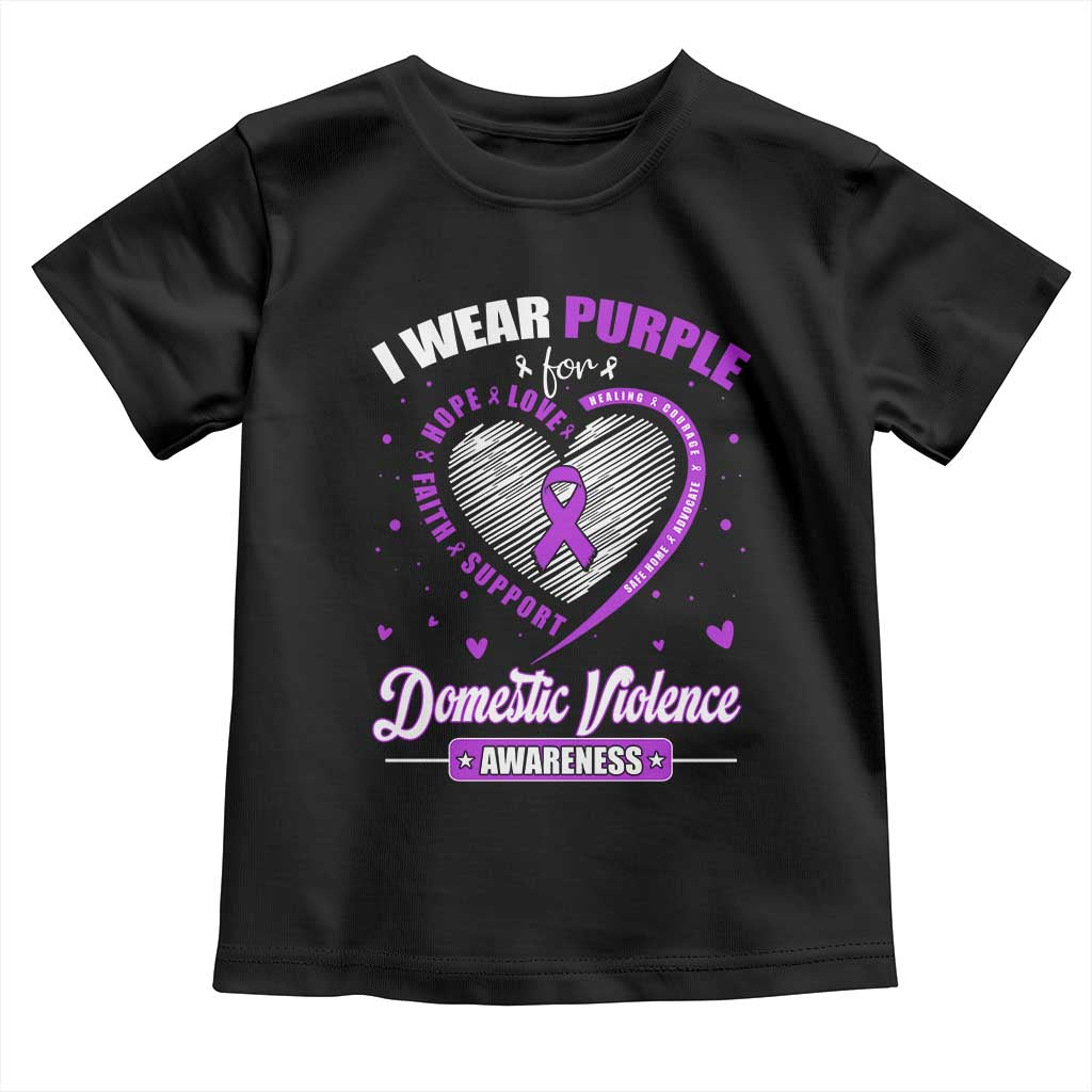 Domestic Violence Awareness Toddler T Shirt Purple Ribbon Support Survivor - Wonder Print Shop