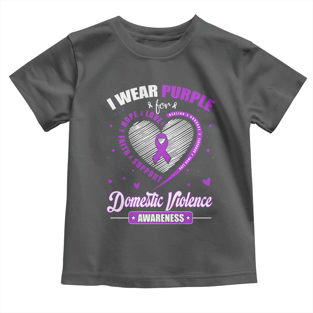 Domestic Violence Awareness Toddler T Shirt Purple Ribbon Support Survivor - Wonder Print Shop