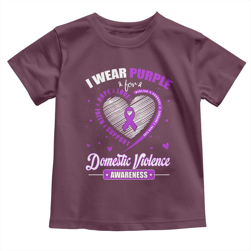 Domestic Violence Awareness Toddler T Shirt Purple Ribbon Support Survivor - Wonder Print Shop
