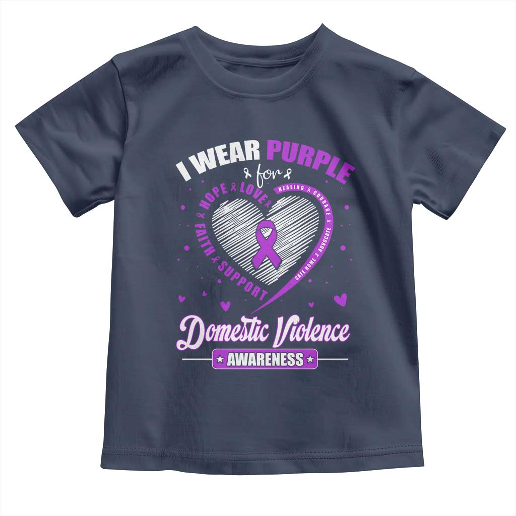 Domestic Violence Awareness Toddler T Shirt Purple Ribbon Support Survivor - Wonder Print Shop