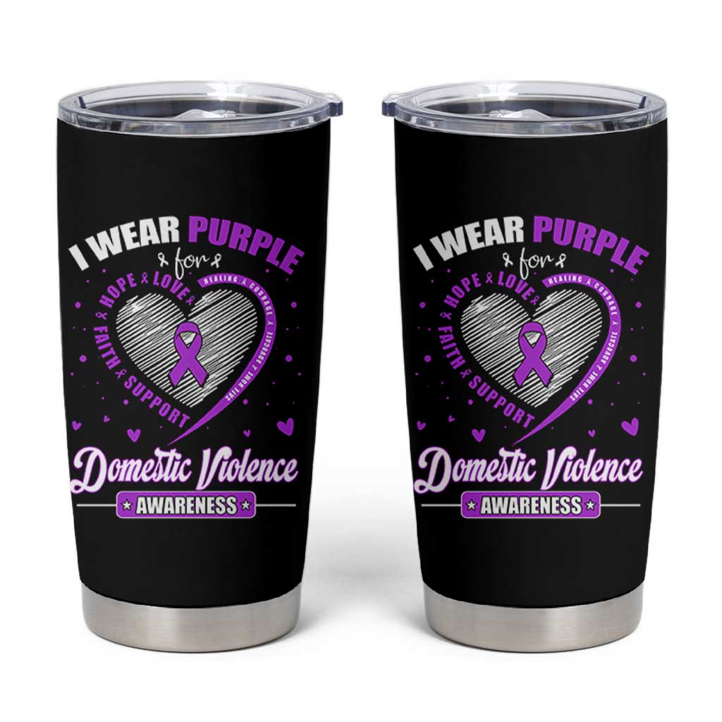 Domestic Violence Awareness Tumbler Cup Purple Ribbon Support Survivor - Wonder Print Shop
