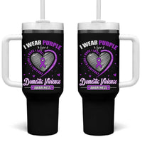 Domestic Violence Awareness Tumbler With Handle Purple Ribbon Support Survivor - Wonder Print Shop
