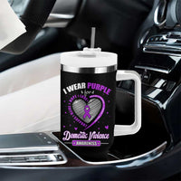 Domestic Violence Awareness Tumbler With Handle Purple Ribbon Support Survivor - Wonder Print Shop