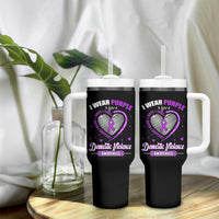 Domestic Violence Awareness Tumbler With Handle Purple Ribbon Support Survivor - Wonder Print Shop