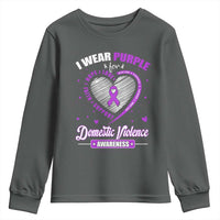 Domestic Violence Awareness Youth Sweatshirt Purple Ribbon Support Survivor - Wonder Print Shop