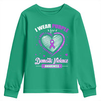 Domestic Violence Awareness Youth Sweatshirt Purple Ribbon Support Survivor - Wonder Print Shop