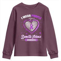 Domestic Violence Awareness Youth Sweatshirt Purple Ribbon Support Survivor - Wonder Print Shop