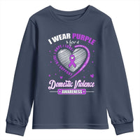 Domestic Violence Awareness Youth Sweatshirt Purple Ribbon Support Survivor - Wonder Print Shop