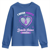 Domestic Violence Awareness Youth Sweatshirt Purple Ribbon Support Survivor - Wonder Print Shop