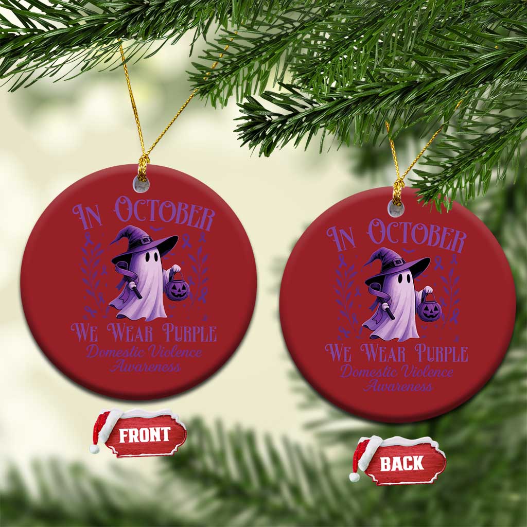 Domestic Violence Awareness Christmas Ornament Halloween October Wear Purple Ghost - Wonder Print Shop