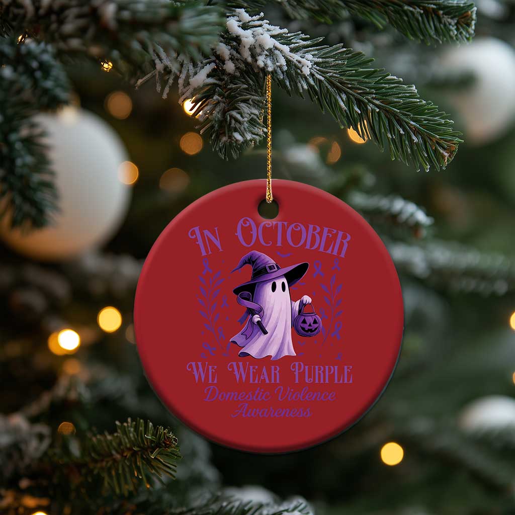 Domestic Violence Awareness Christmas Ornament Halloween October Wear Purple Ghost - Wonder Print Shop