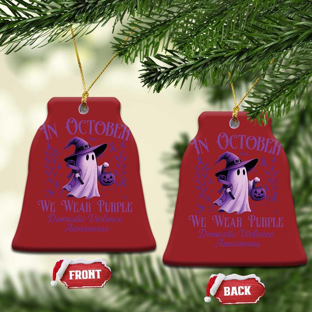 Domestic Violence Awareness Christmas Ornament Halloween October Wear Purple Ghost - Wonder Print Shop