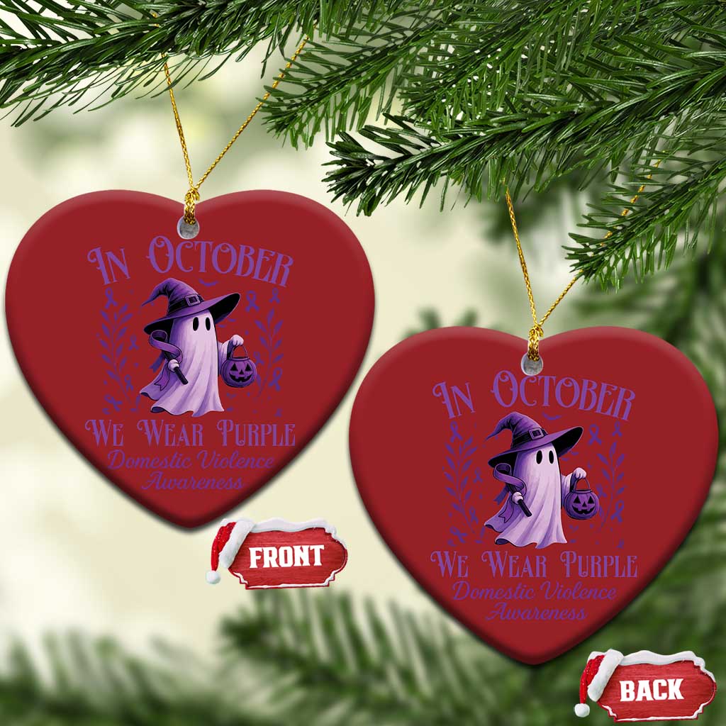 Domestic Violence Awareness Christmas Ornament Halloween October Wear Purple Ghost - Wonder Print Shop