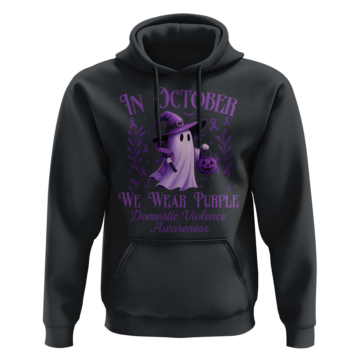 Domestic Violence Awareness Hoodie Halloween October Wear Purple Ghost - Wonder Print Shop