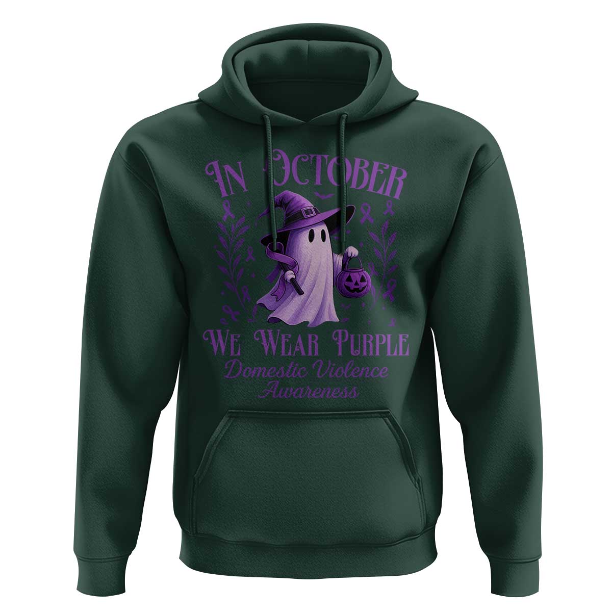 Domestic Violence Awareness Hoodie Halloween October Wear Purple Ghost - Wonder Print Shop