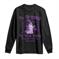 Domestic Violence Awareness Long Sleeve Shirt Halloween October Wear Purple Ghost - Wonder Print Shop