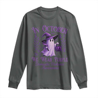 Domestic Violence Awareness Long Sleeve Shirt Halloween October Wear Purple Ghost - Wonder Print Shop