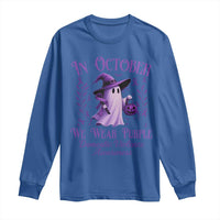 Domestic Violence Awareness Long Sleeve Shirt Halloween October Wear Purple Ghost - Wonder Print Shop