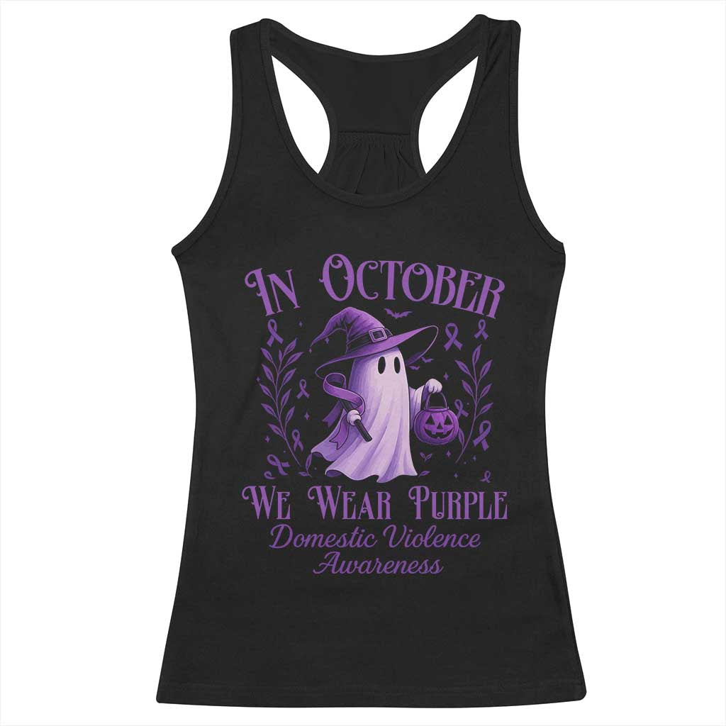 Domestic Violence Awareness Racerback Tank Top Halloween October Wear Purple Ghost - Wonder Print Shop