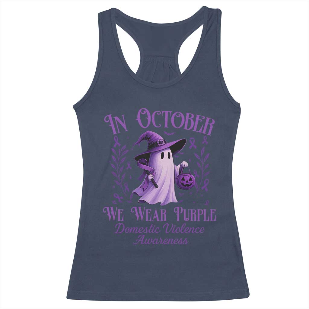 Domestic Violence Awareness Racerback Tank Top Halloween October Wear Purple Ghost - Wonder Print Shop